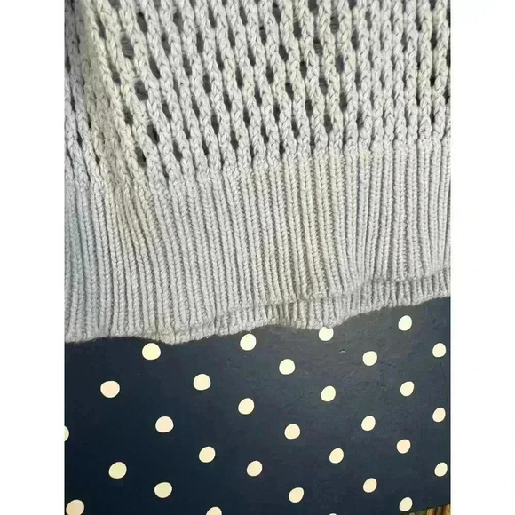 Stylish Light Blue Open Knit Sweater Casual Chic Layering Piece - Picture 2 of 7